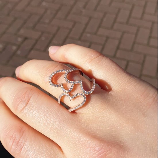 TRIPLE HEART RING ROSE