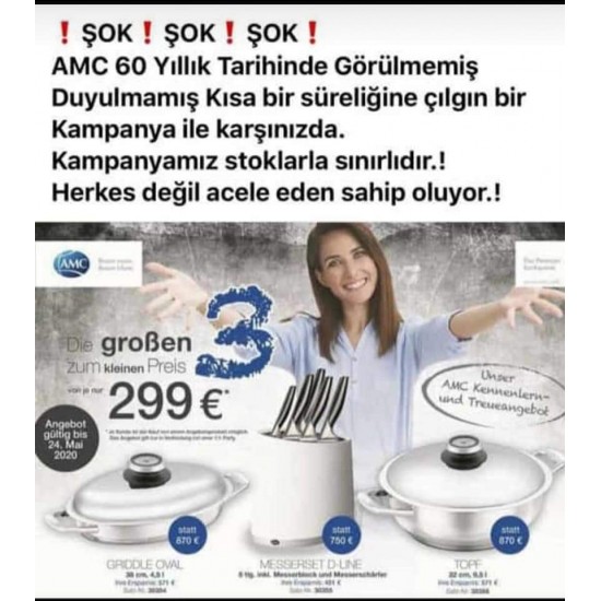 Bıçak Seti , Oval Tava veya 9,5 Litre Tencere